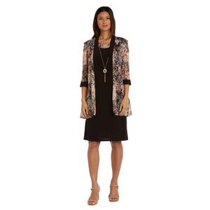 R&M RICHARDS PETITE Womens Brown Trim Padded Shoulders Cardigan Petites 10P